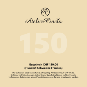 Geschenkgutschein CHF 150.00 für den Onlineshop Atelier Cincin