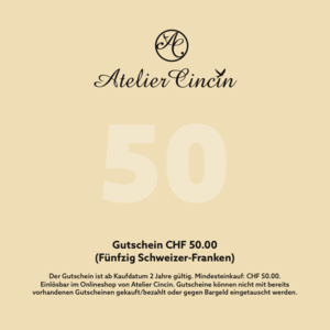 Geschenkgutschein CHF 50.00 für den Onlineshop Atelier Cincin