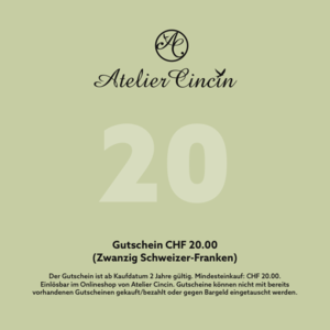 Geschenkgutschein für den Onlineshop von Atelier Cincin