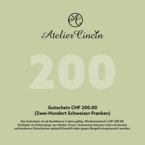 Geschenkgutschein CHF 200.00 für den Onlineshop Atelier Cincin